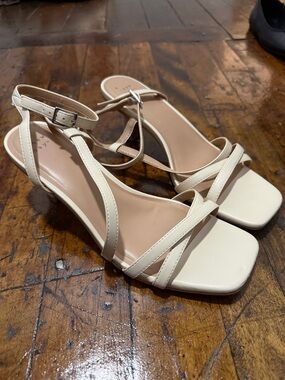 Target Cream Strappy Low Block Heel Sandals